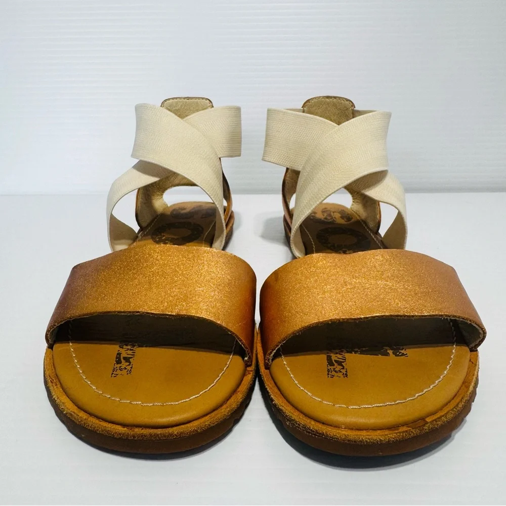 Sorel Ella Metallic Gold and Cream Sandals Size 7 - Picture 6 of 14